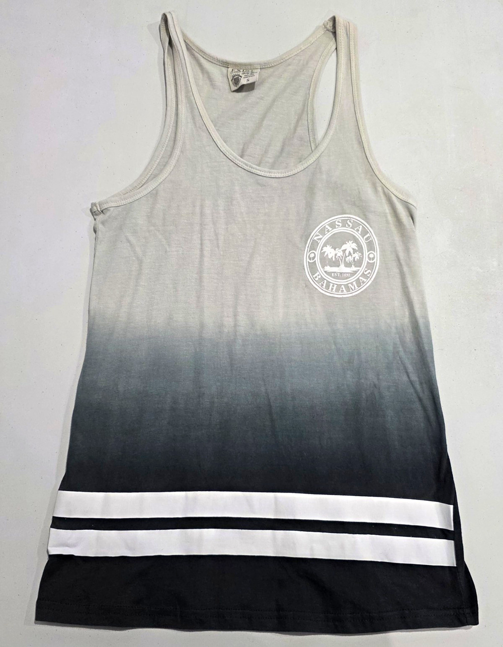 Nassau Bahamas Tank Top Mens Small Gray Black Ombre Beach Vacation Souvenir